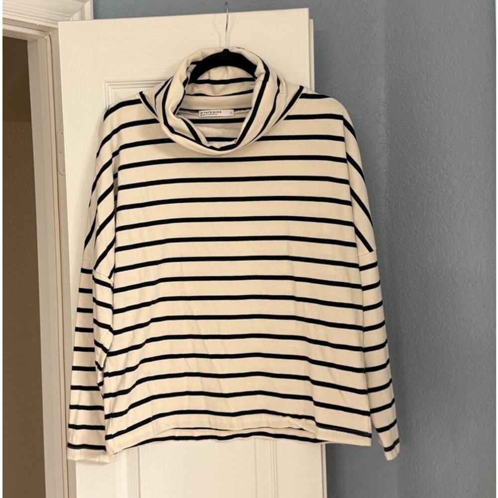 Stateside Cotton Jersey Funnel Neck Top Large